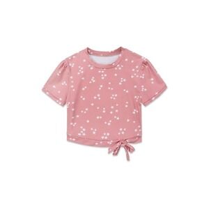 NWT Wet LA M Rose Stars Tie Front T Shirt Rash Guard Swim Top 128565